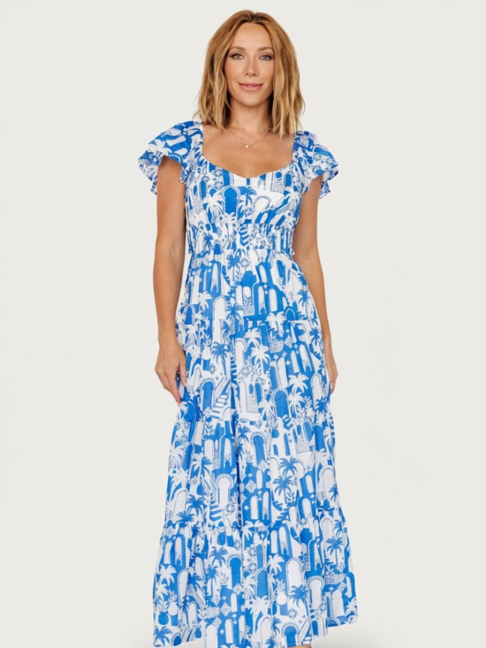 Baltic Born Catira Maxi Dress | Blue + White Size LL